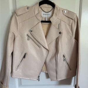 BCBGMAXAZRIA Women's Cream Moto Jacket